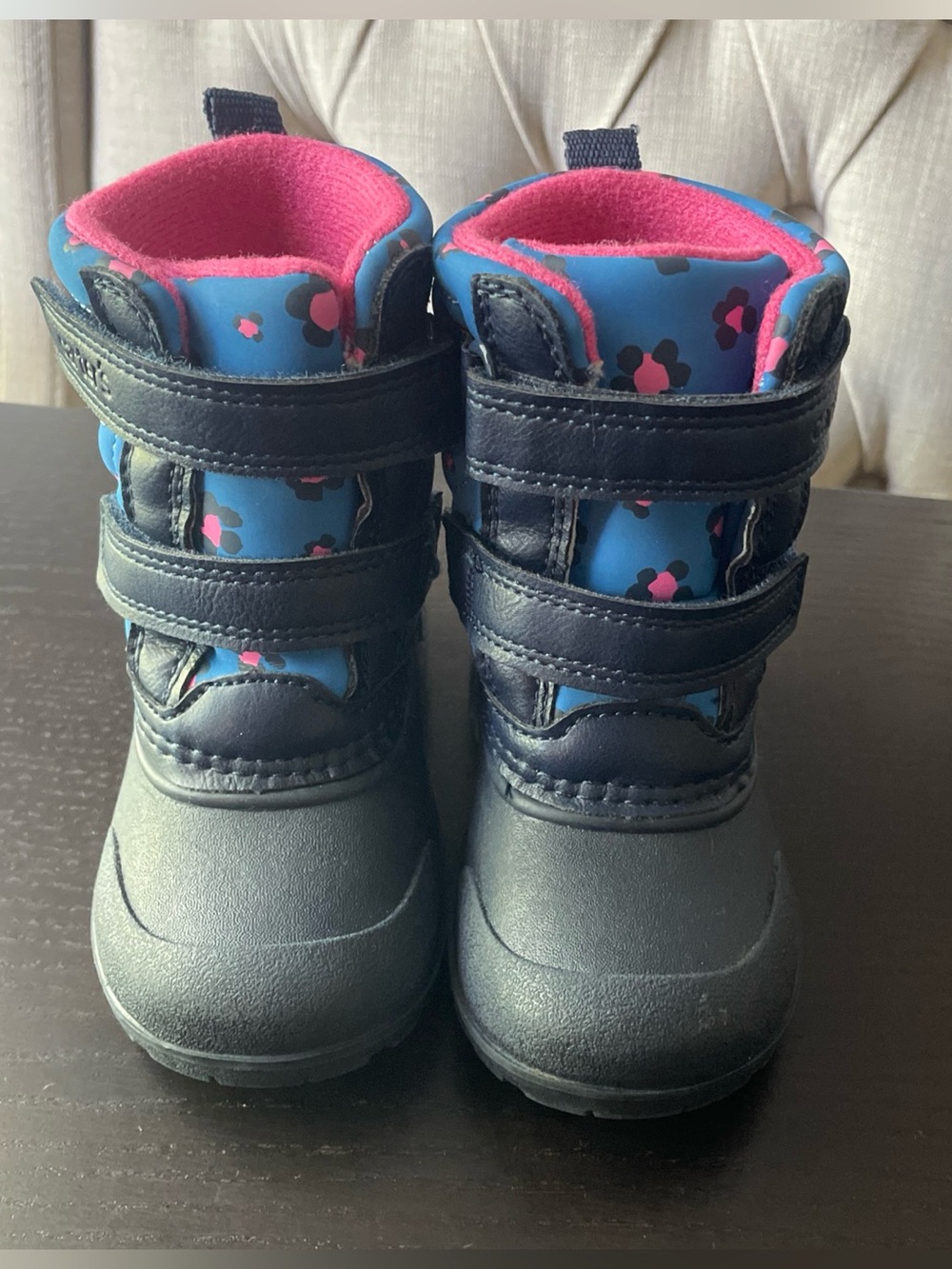 Carter's Deltha Winter Snow Boots Blue & Pink Leopard Girl Toddler Size 5M